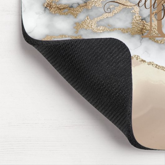 Stilvolle Goldcreme-Marmor-Monogram Mousepad (Ecke)