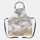 Stilvolle Goldcreme-Marmor-Monogram Schürze (Vorderseite)
