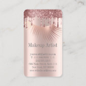 Stilvolle Golde Rose Glitzer Tropfen Eyelashes Visitenkarte (Rückseite)