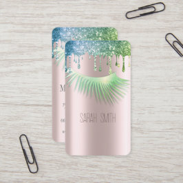 Stilvolle Golde Rose Glitzer Tropfen Eyelashes Visitenkarte