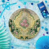 Stilvolle Golden Baroque Rokoko Pink Roses Wedding Pappteller (Party)