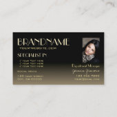 Stilvolle Golden Black Chic Spiegelbriefe mit Foto Visitenkarte (Rückseite)