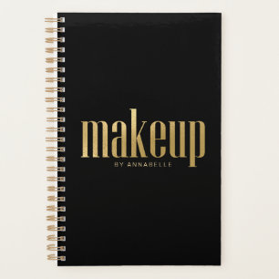 Stilvolle Golden & Black Typografy Makeup Artist Planer