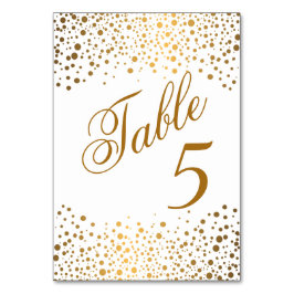 Stilvolle Golden Confetti Dots | Weiß - Tischnumme Tischnummer