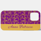 Stilvolle Golden Damask im lila Stil Case-Mate iPhone Hülle (Rückseite (Horizontal))