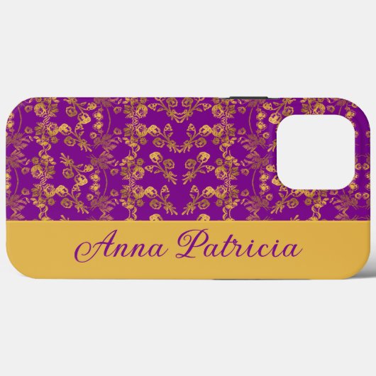 Stilvolle Golden Damask im lila Stil Case-Mate iPhone Hülle (Rückseite (Horizontal))