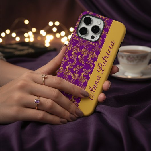 Stilvolle Golden Damask im lila Stil Case-Mate iPhone Hülle