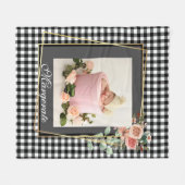 Stilvolle Golden Floral Frame elegantes modernes F Fleecedecke (Vorderseite (Horizontal))