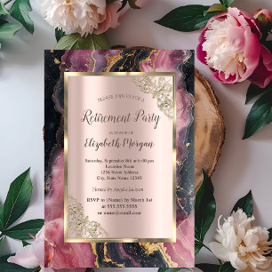 Stilvolle Golden Glitzer Black Burgundy Rente Einladung