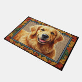 Stilvolle Golden Retriever Hund farbenfrohe Rahmen Fußmatte (Schrägansicht)
