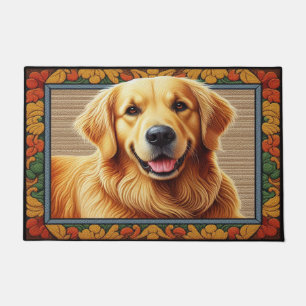 Stilvolle Golden Retriever Hund farbenfrohe Rahmen Fußmatte