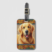 Stilvolle Golden Retriever Hund farbenfrohe Rahmen Gepäckanhänger (Vorderseite Vertikal)