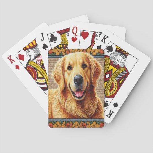 Stilvolle Golden Retriever Hund farbenfrohe Rahmen Spielkarten (Rückseite)