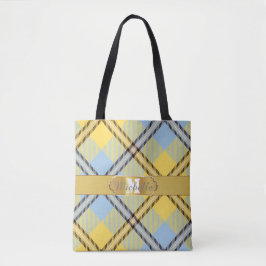 Stilvolle Golden Stripe Monogram Name Kariert Wedd Tasche