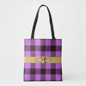 Stilvolle Golden Stripe Tartan Personalisierte Hoc Tasche (Vorderseite)