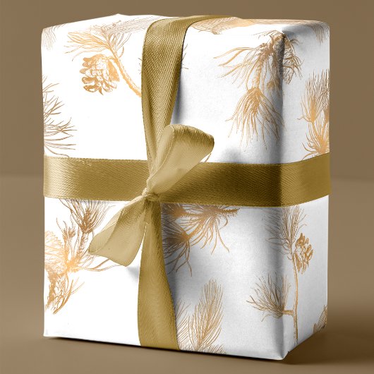 Stilvolle Golden Winter Pine Geschenkpapier