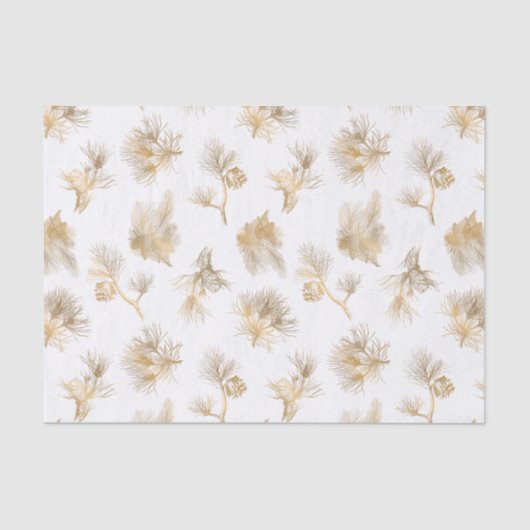 Stilvolle Golden Winter Pine Seidenpapier (Vorderseite)