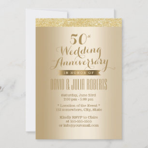 Stilvolle goldene 50. Hochzeitstag-Feier Einladung