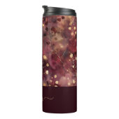 Stilvolle goldene bordeauxfarbene abstrakte Blumen Thermosbecher (Nach rechts gedreht)
