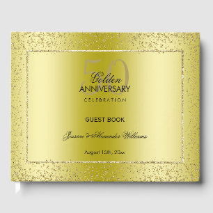Stilvolle Goldene Confetti 50. Goldene Hochzeit Gästebuch