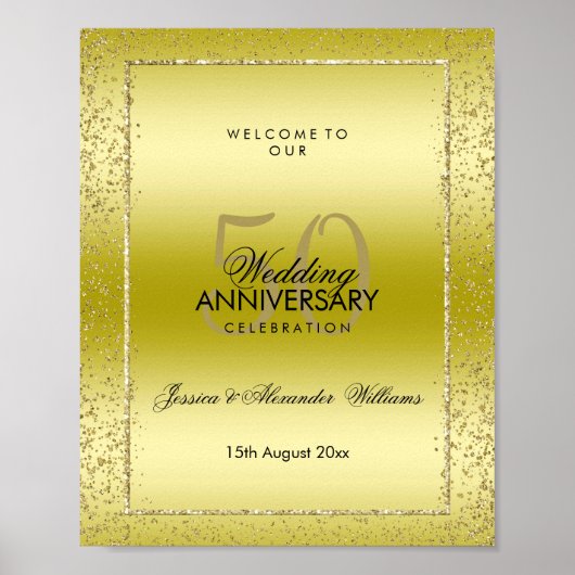 Stilvolle Goldene Confetti 50. Goldene Hochzeit Poster (Vorne)