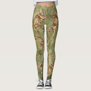 Stilvolle Goldene Engel Marble Green Leggings