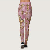 Stilvolle Goldene Engel Pink Leggings (Rückseite)