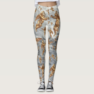 Stilvolle Goldene Engel Zen White Leggings