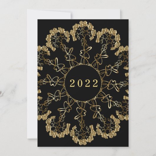 Stilvolle Goldene Feier Neujahr Einladung (Rückseite)