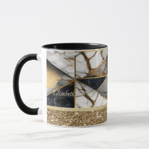 Stilvolle goldene, geometrische Marmor Tasse
