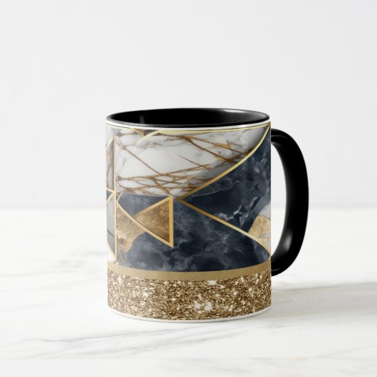 Stilvolle goldene, geometrische Marmor Tasse (VorderseiteRechts)