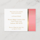 Stilvolle Goldene Herzen auf Korallen und Weiß Begleitkarte (Rückseite)