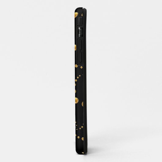 Stilvolle goldene Polka-Punkte auf schwarz Case-Mate iPhone Hülle (Hinten/Links)
