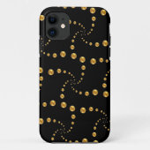 Stilvolle goldene Polka-Punkte auf schwarz Case-Mate iPhone Hülle (Rückseite)