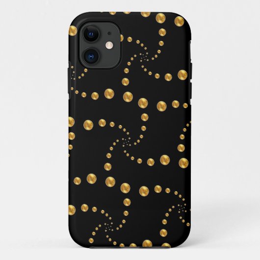Stilvolle goldene Polka-Punkte auf schwarz Case-Mate iPhone Hülle (Rückseite)