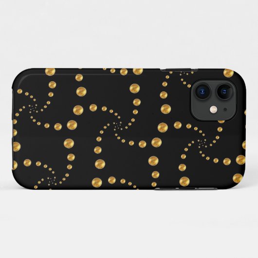 Stilvolle goldene Polka-Punkte auf schwarz Case-Mate iPhone Hülle (Rückseite (Horizontal))