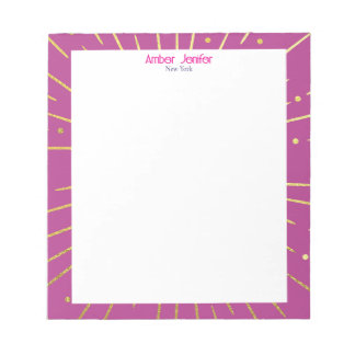Stilvolle goldene rosa Typografie personalisierter Notizblock