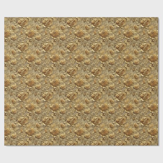 Stilvolle goldene Rose und Leaf-Ziermuster Geschenkpapier (Flach)