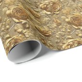 Stilvolle goldene Rose und Leaf-Ziermuster Geschenkpapier (Rolleneckpunkt)