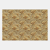 Stilvolle goldene Rose und Leaf-Ziermuster Geschenkpapier Set (Vorderseite 3)