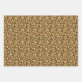 Stilvolle goldene Rose und Leaf-Ziermuster Geschenkpapier Set (Vorderseite)