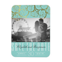 Stilvolle Goldene Spiralen Save the Date Foto