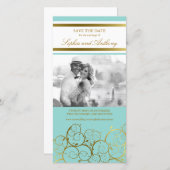 Stilvolle Goldene Spiralen Save the Date Fotokarte (Vorne/Hinten)