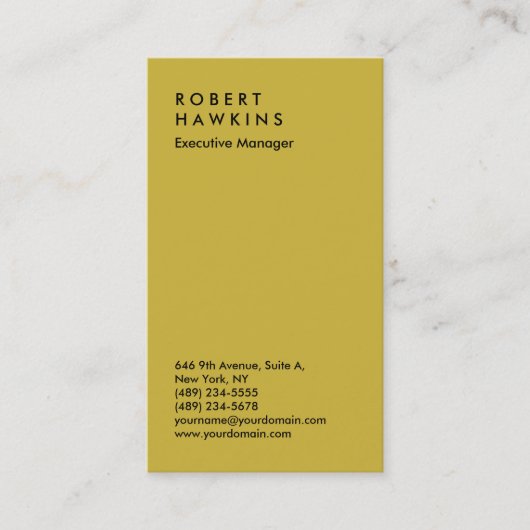 Stilvolle Goldfarbe beruflicher schlichter Manager Visitenkarte (Vorderseite)