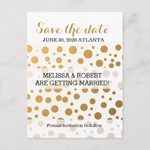 Stilvolle Goldfoil Confetti Dots   Save The Date Ankündigungspostkarte