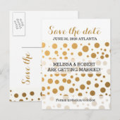Stilvolle Goldfoil Confetti Dots | Save The Date Ankündigungspostkarte (Vorne/Hinten)