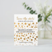 Stilvolle Goldfoil Confetti Dots | Save The Date Ankündigungspostkarte (Stehend Vorderseite)