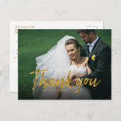 Stilvolle Goldfoil-Hochzeit Vielen Dank Foto Postkarte (Vorne/Hinten)