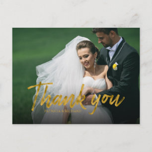 Stilvolle Goldfolie Hochzeit Danke Foto Postkarte