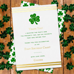 Stilvolle Goldfolie St. Patrick's Day 1. Geburtsta Folieneinladung
